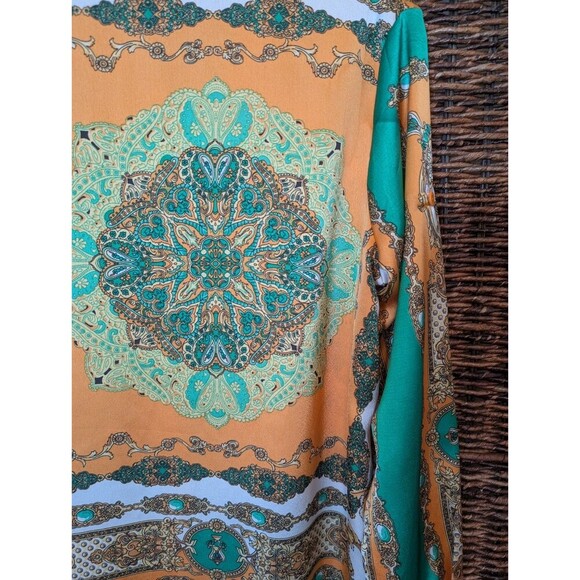 Missguided Women's Sleep Shirt 4 Green Button Up Old Money Boho Paisley Western - Picture 6 of 10